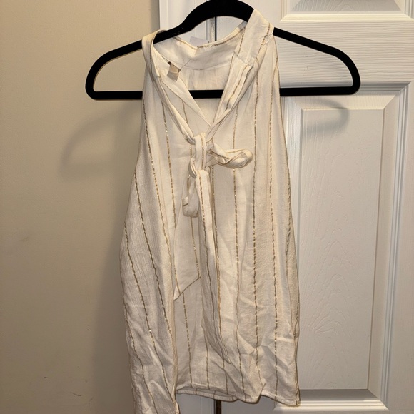 LOFT White Sleeveless Blouse with Bow - Picture 4 of 4